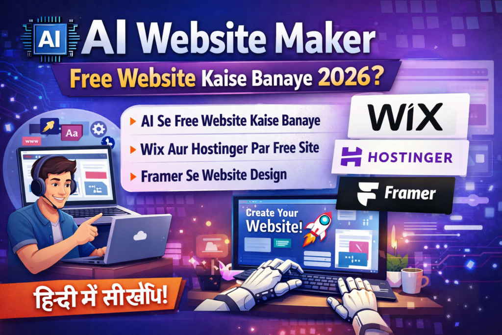 AI Website Maker free website kaise banaye 2026 Wix Hostinger Framer Hindi