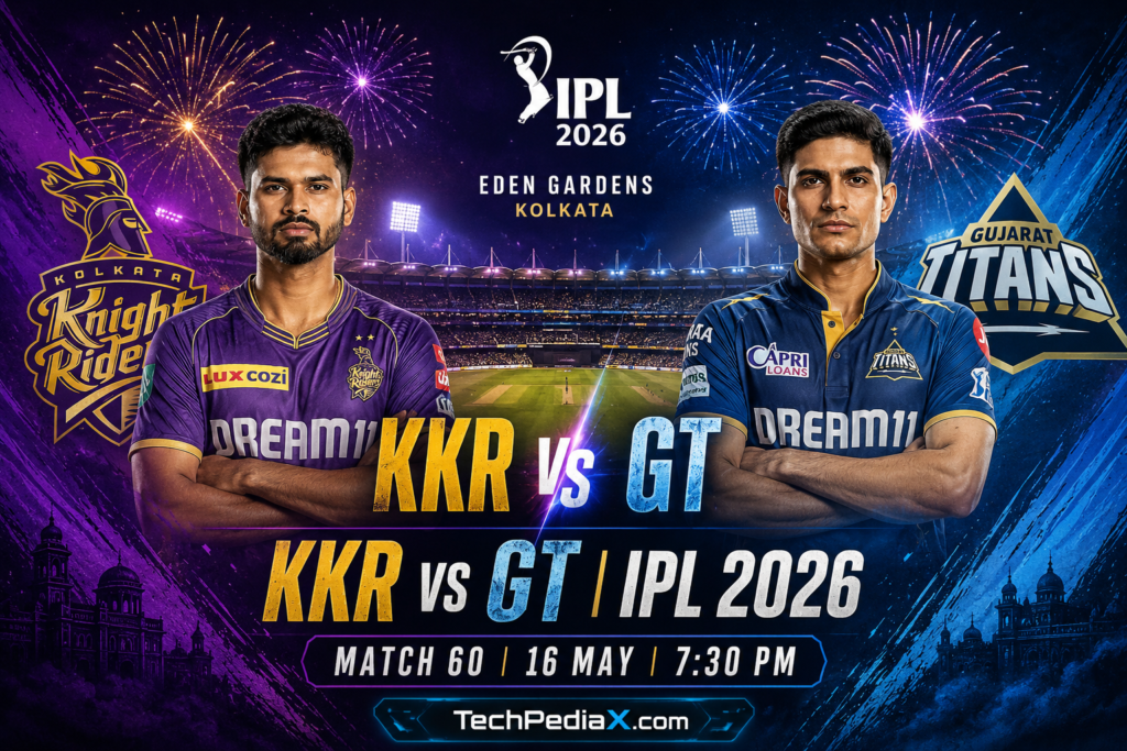 KKR vs GT IPL 2026 Match 60 Eden Gardens Playing XI Pitch Report Score